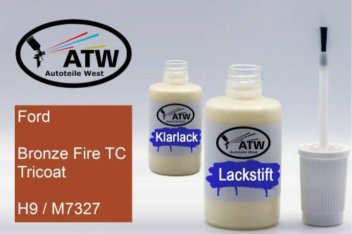 Ford, Bronze Fire TC Tricoat, H9 / M7327: 20ml Lackstift + 20ml Klarlack - Set, von ATW Autoteile West.